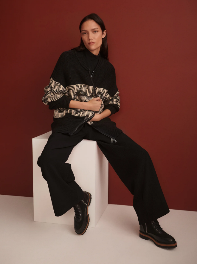 Linnea Fairisle Knit Jacket -  Black