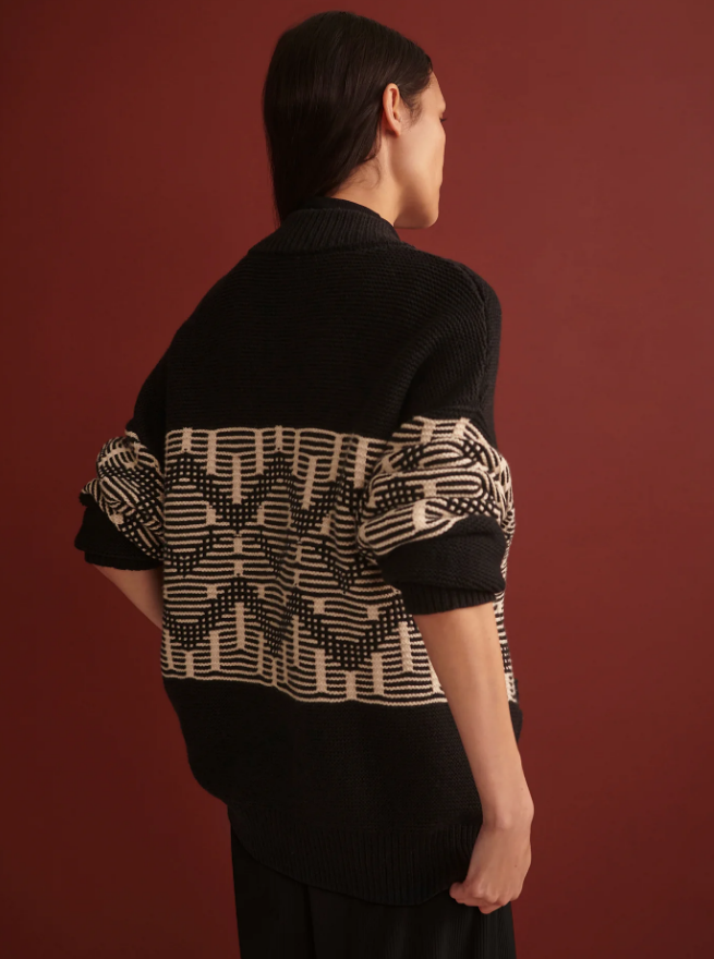 Linnea Fairisle Knit Jacket -  Black