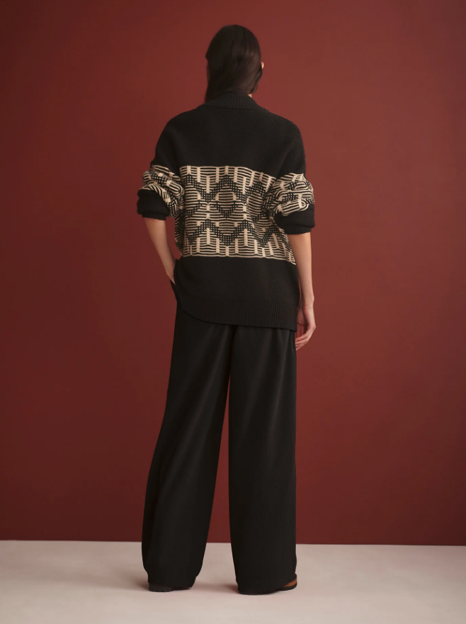 Linnea Fairisle Knit Jacket -  Black