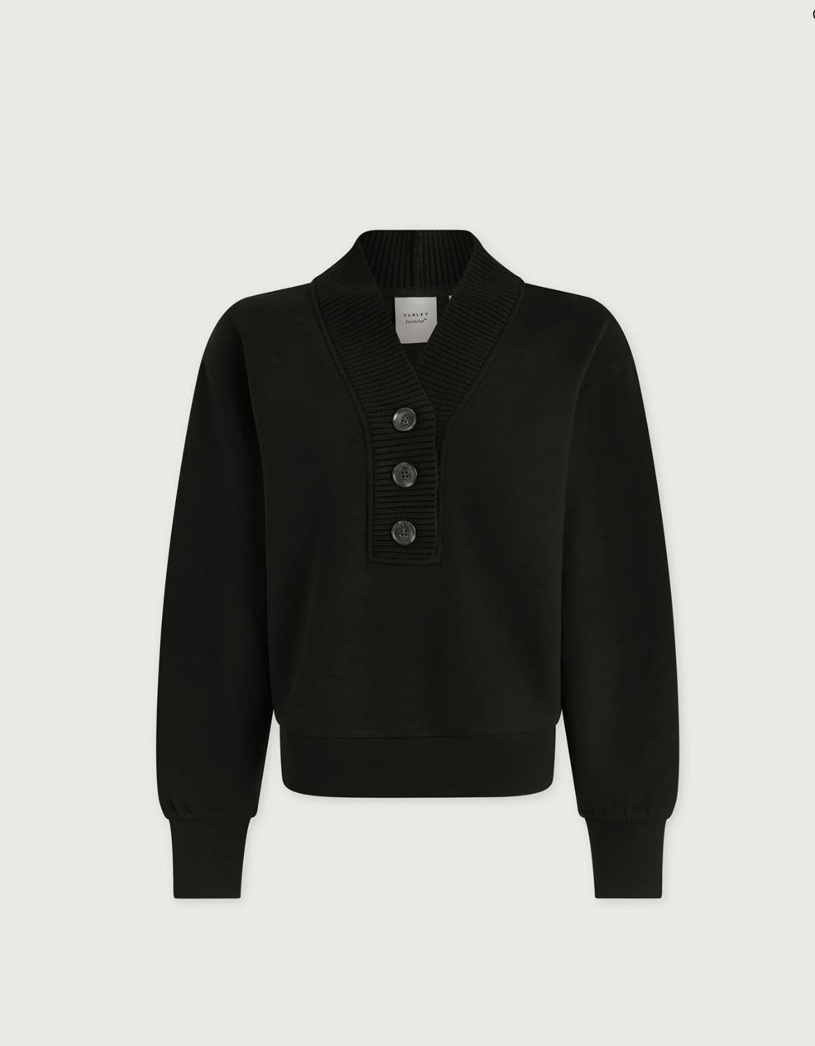 Lucine Button Front Sweat - Black