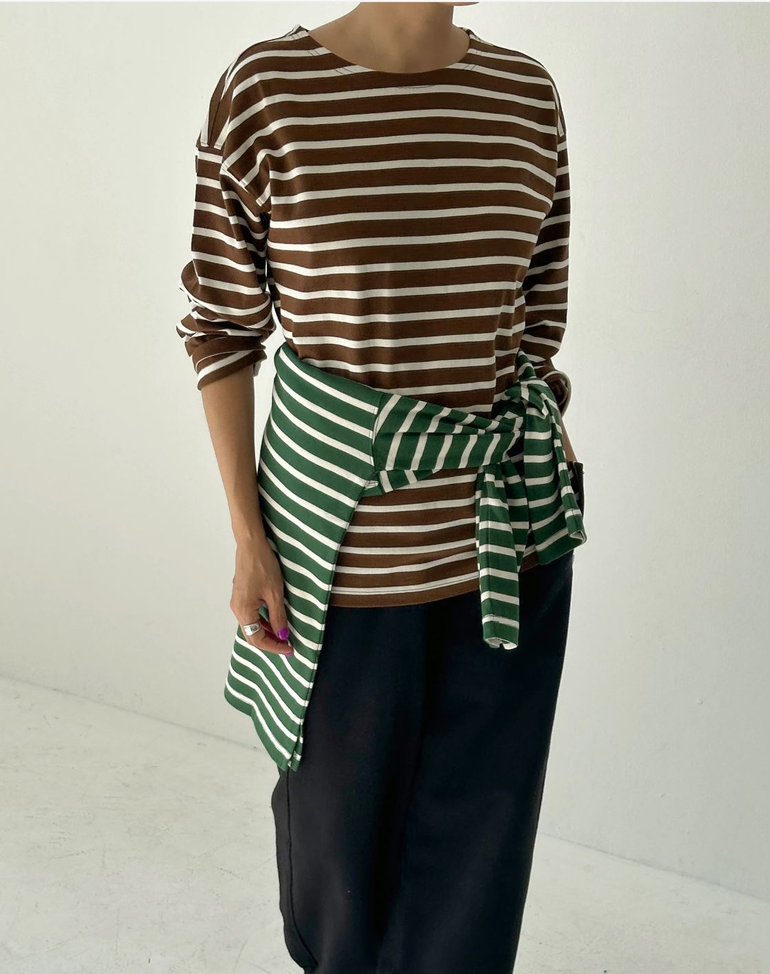 Marseille Top: White Stripe on Coffee - Arriving Tuesday 18th Nov