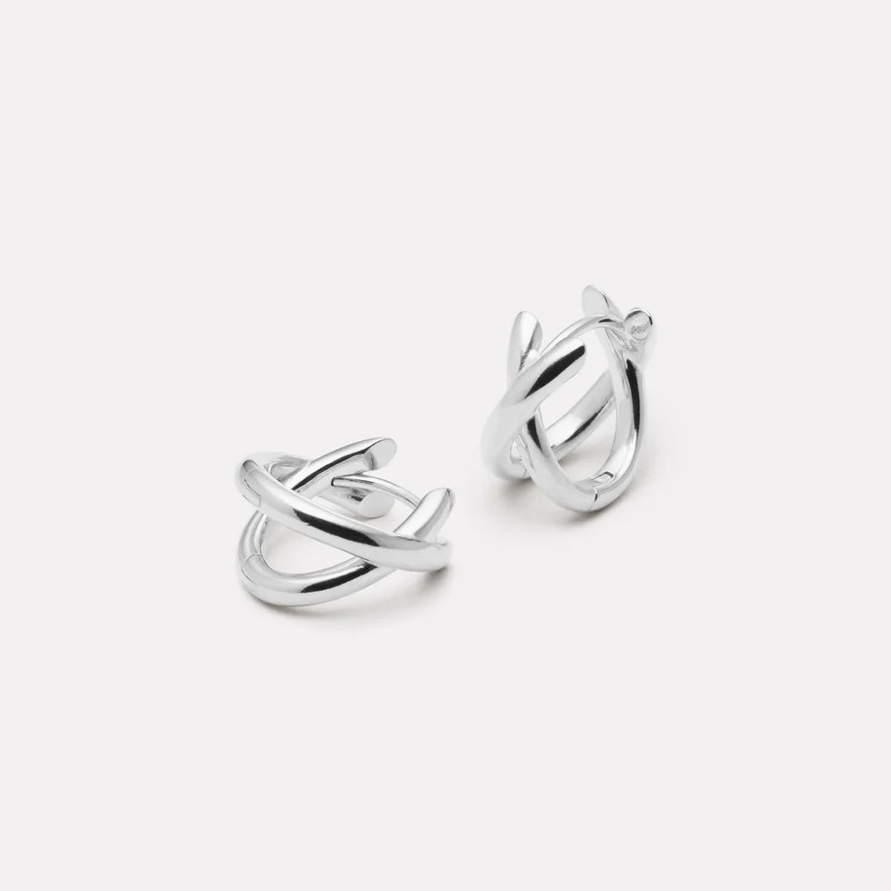 Moonkiss Silver Huggie Earring