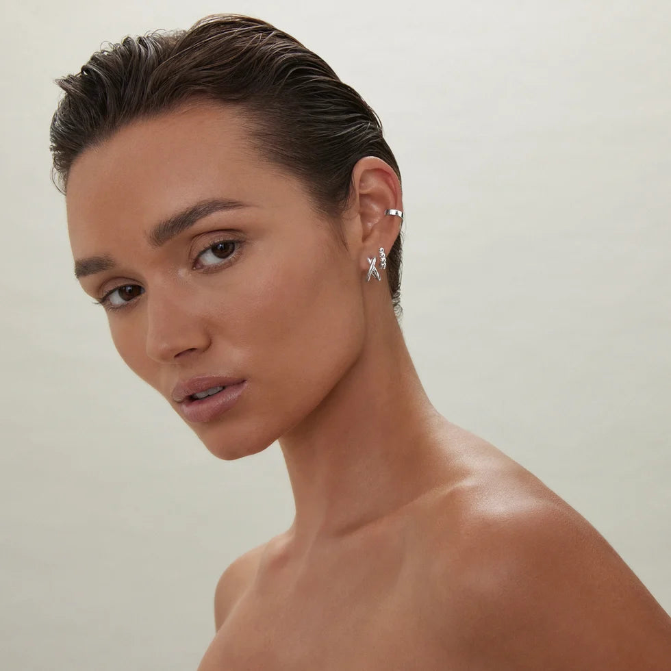 Moonkiss Silver Huggie Earring