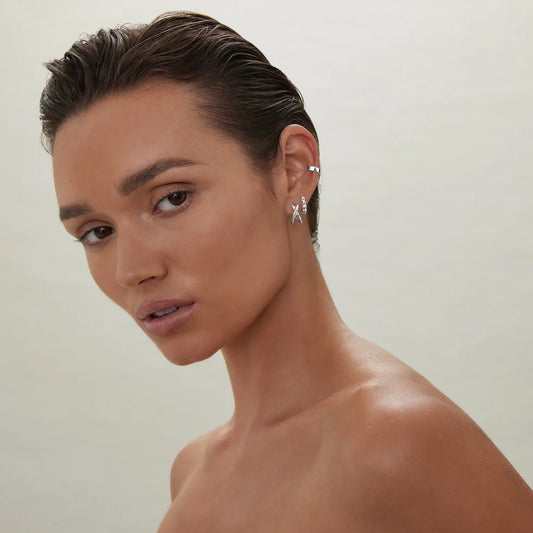 Moonkiss Silver Huggie Earring