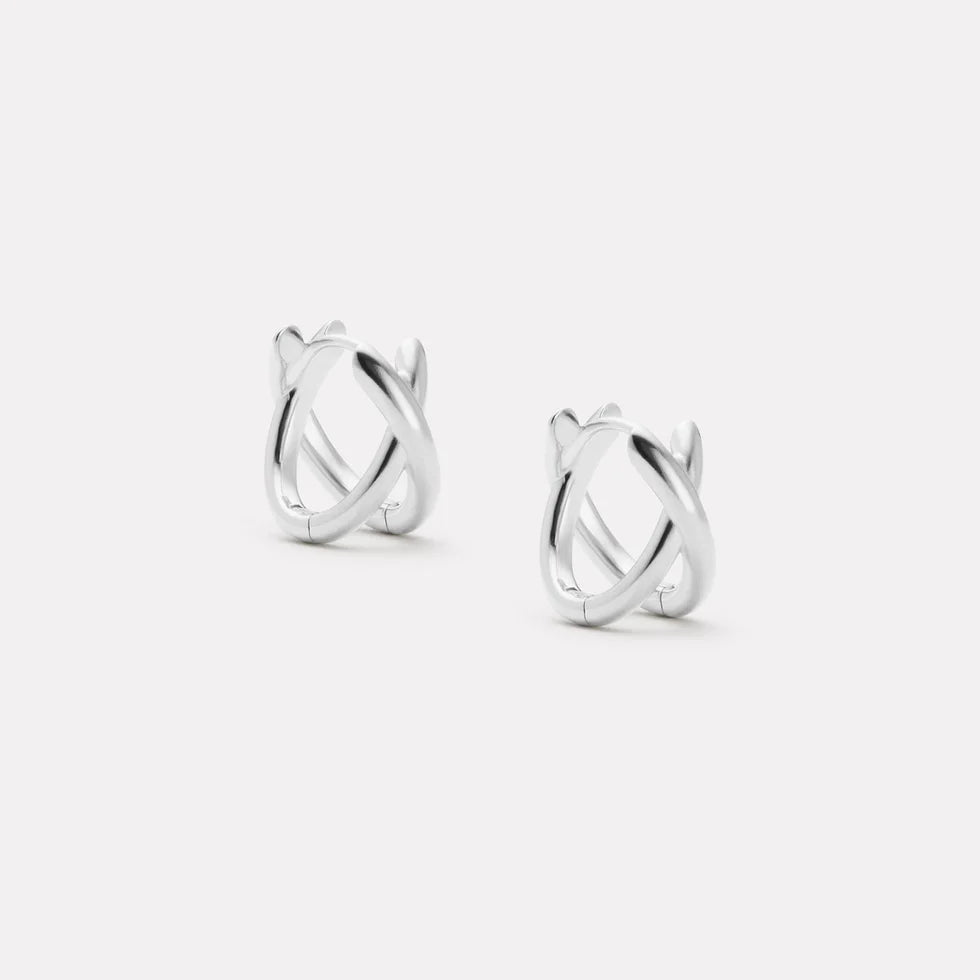 Moonkiss Silver Huggie Earring