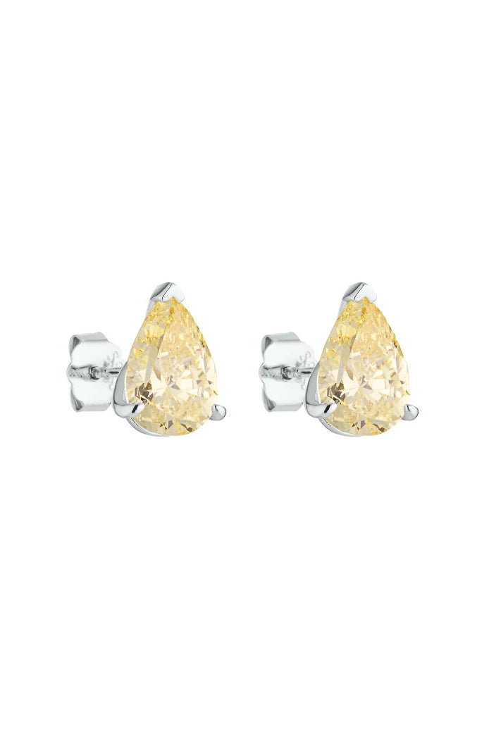 Pear Studs (2ct) - Silver/Canary