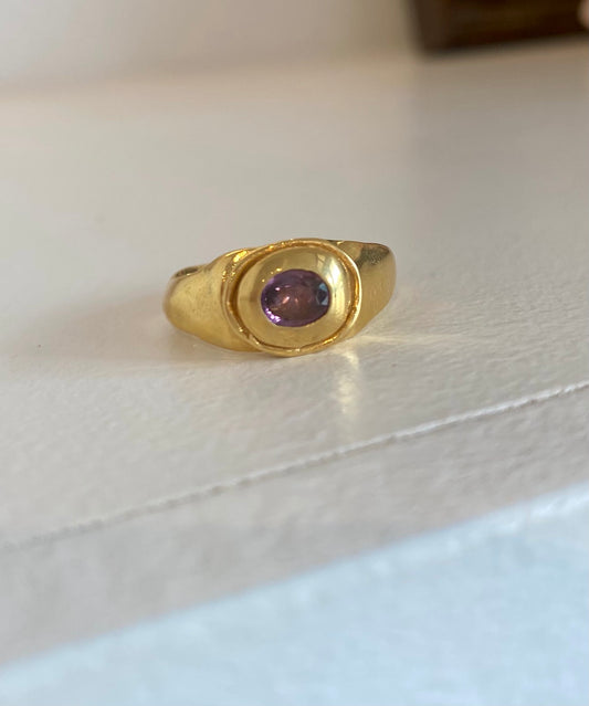 Vermeil Ring Purple Oblong Rhodolite