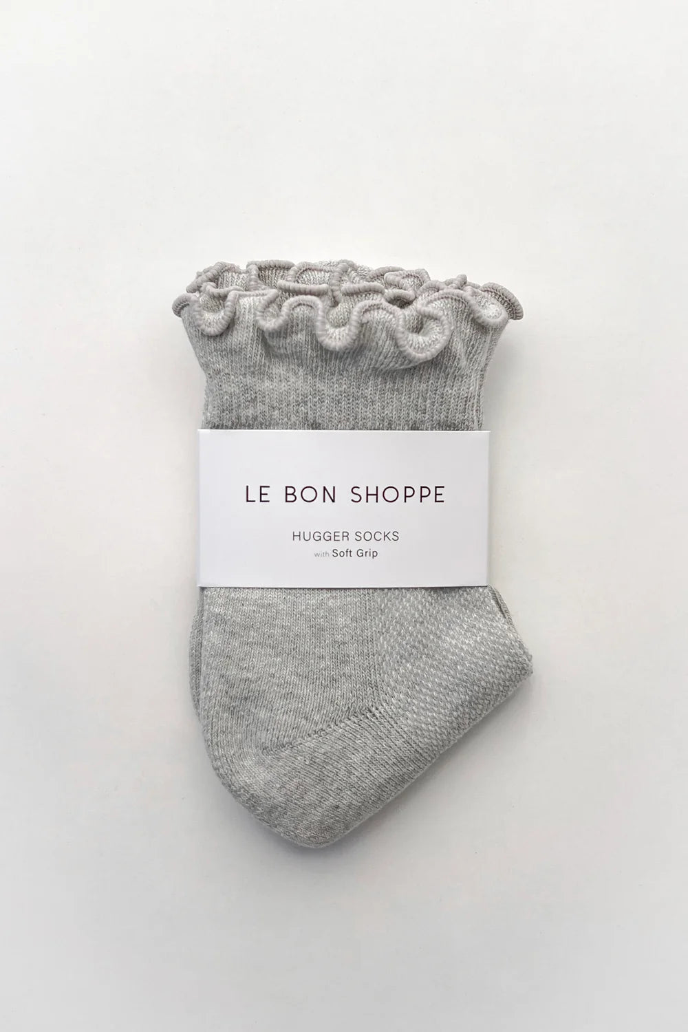 Ruffled Hugger Crew Socks - Grey/Red