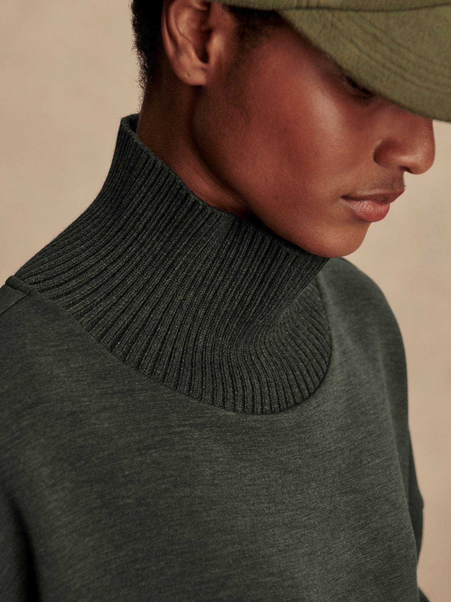 Barker High Neck Sweat -  Olive Marl