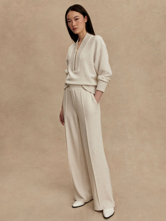 Sally Half-Zip Sweat - Ivory Marl