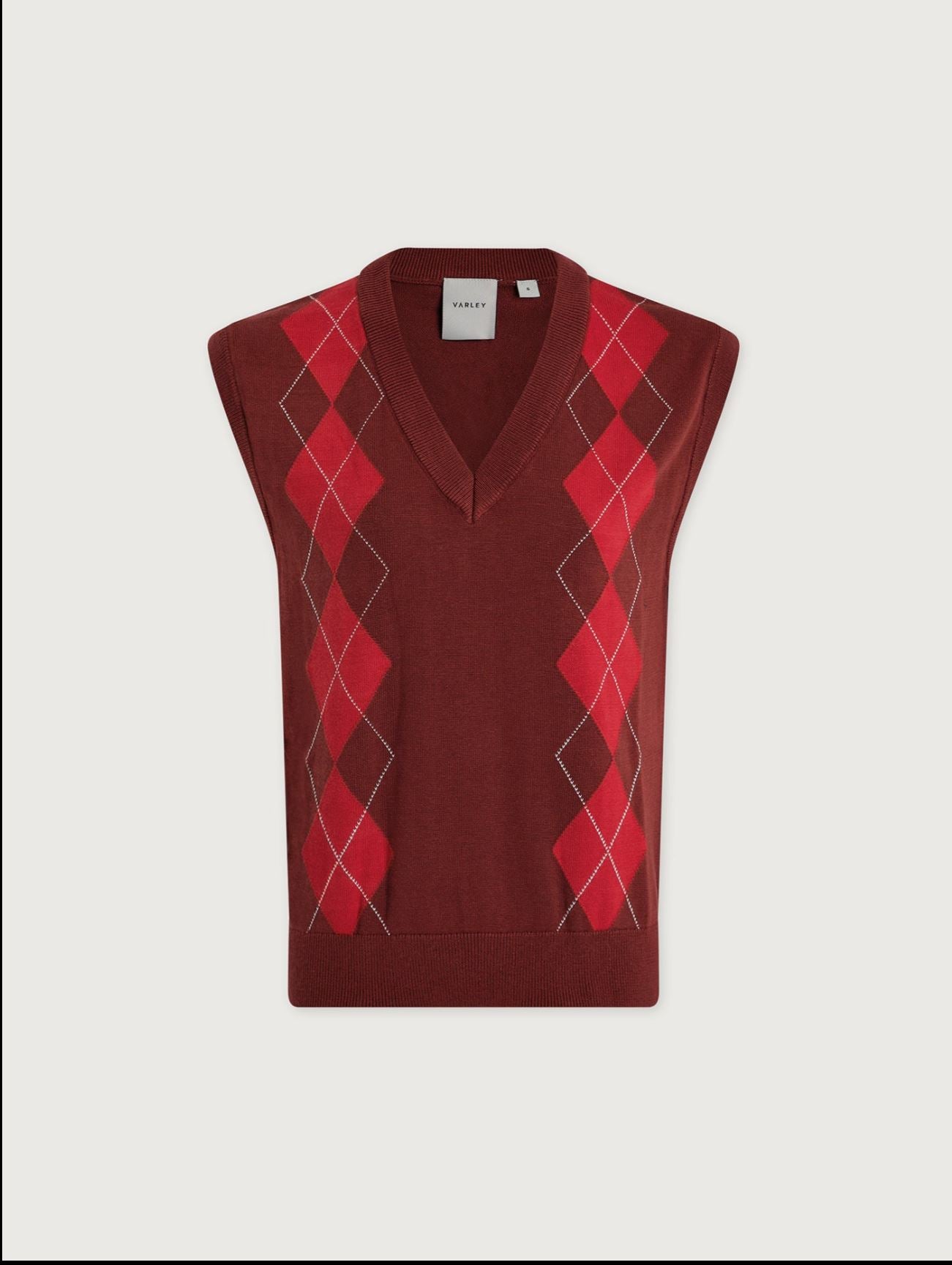 Ruben Argyle Knit Vest - Port/Red