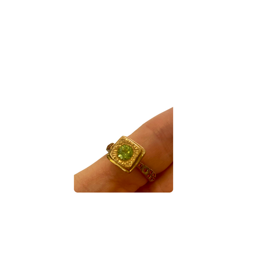 Solid Gold 8k Square Faced Relic Ring