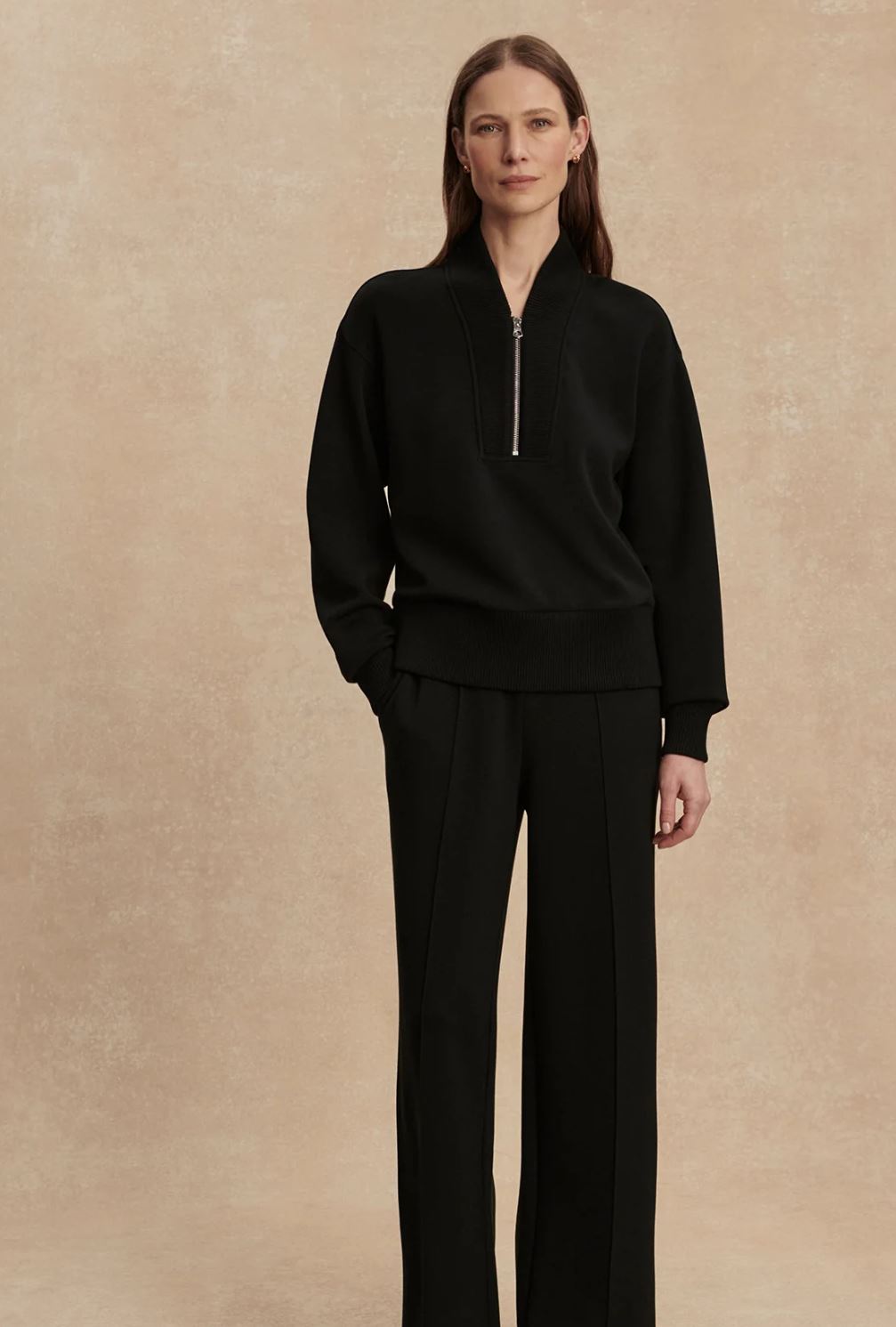 Sally Half-Zip Sweat -Black