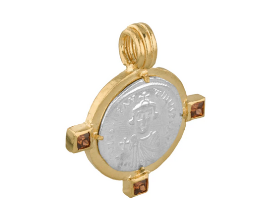 Constantinopolis Medallion with Smokey Quart - 24K Vermeil