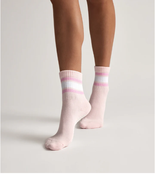 Retro Crew Grip Sock - Soft Pink