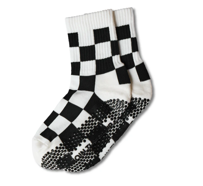 Checkered Crew Grip Sock - Black