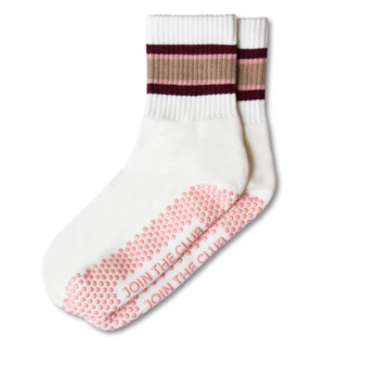 Retro Crew Grip Sock - Pink/Burgundy