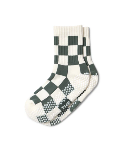 Checkered Crew Grip Sock - Khaki