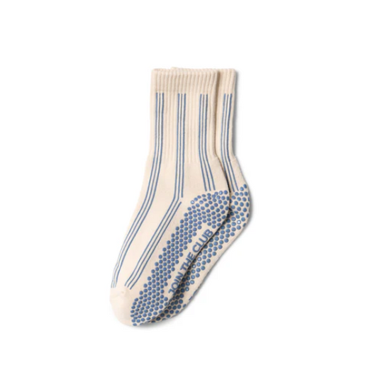 Pinstripe Crew Grip Sock - Blue