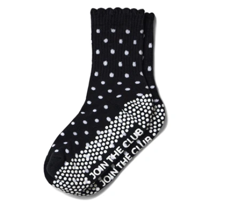 Scallop Edge Crew Grip Sock - Black Spot