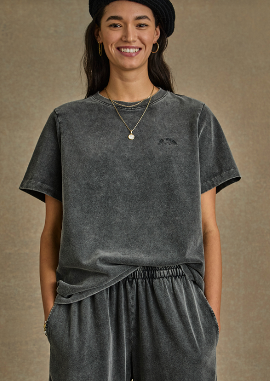 Soho Eva Cew Neck Tee - Washed Black