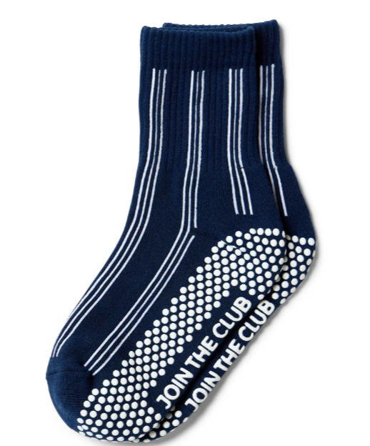 Pinstripe Crew Grip Sock - Navy