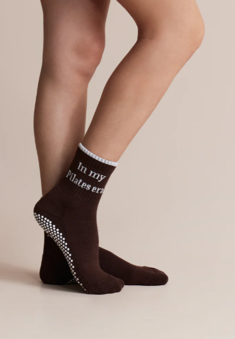 In My Pilates Era Grip Sock - Chocolate