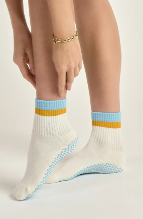 Classic Crew Grip Sock - Blue/Mustard