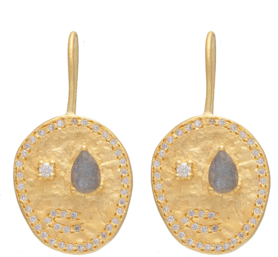 Alila Earrings with Labradorite and Cubic Zircon
