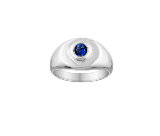 Heritage Signet Ring - White Gold/Royal Blue