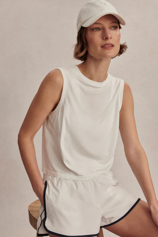 Nate Seamless Cropped Tank - White