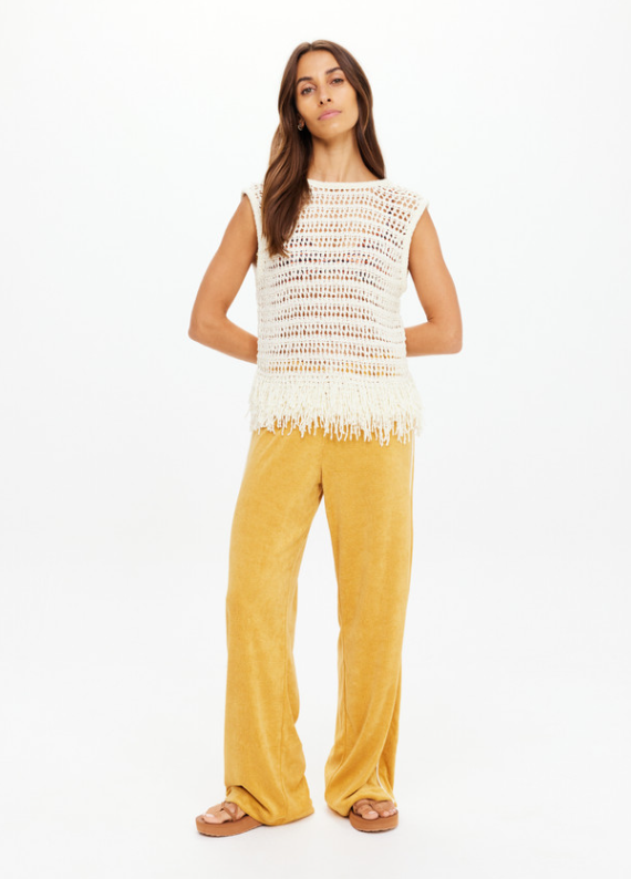 Kamali Knit Fringe Top - Cream