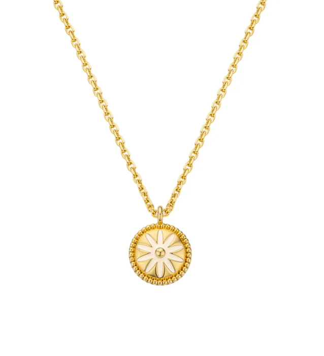 Ivory Flower Necklace - Gold Plated