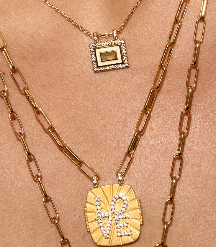 Ivory Labradorite El Pao Necklace - Gold Plated