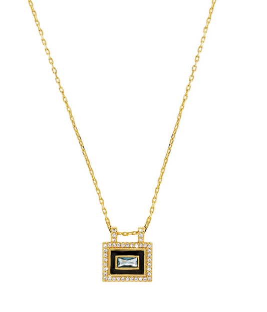 Black Blue El Paso Necklace - Gold Plated