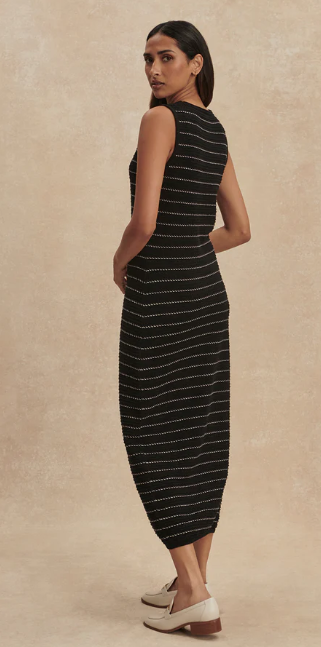 Beesley Stitch Knit Midi Dress - Black