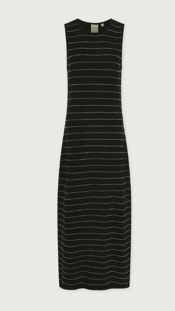 Beesley Stitch Knit Midi Dress - Black