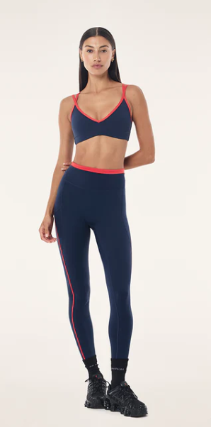 Rapid Full Length Pocket Legging - Dark Navy/College Red