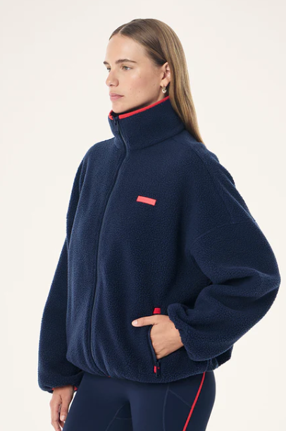 Rotate Sherpa Jacket - Dark Navy/College Red