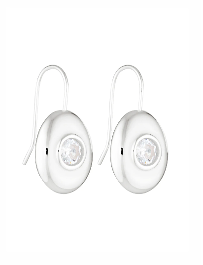 Heritage Drop Earrings - White Gold/Clear