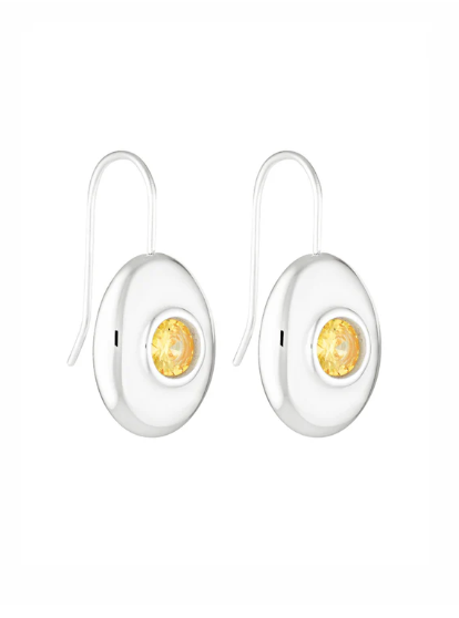 Heritage Drop Earrings - White Gold/Citrine