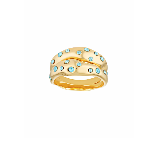 Mali Ring Set - Gold/Aquamarine