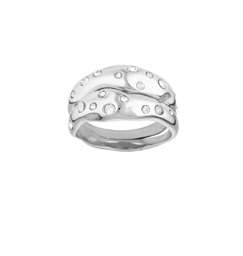 Mali Ring Set - White Gold/Aquamarine