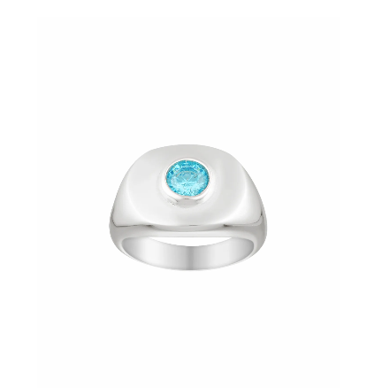 Heritage Signet - White Gold/Aquamarine