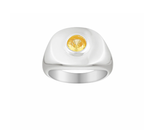 Heritage Signet Pinky - White Gold/Citrine 4 - 14.8mm