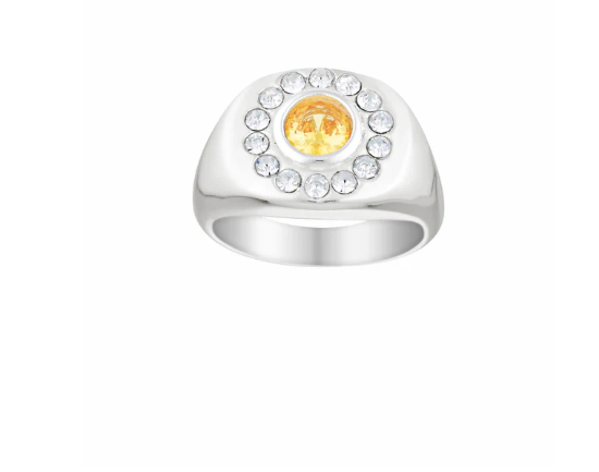Heritage Crown Pinky - White Gold/Citrine 4 - 14.8mm