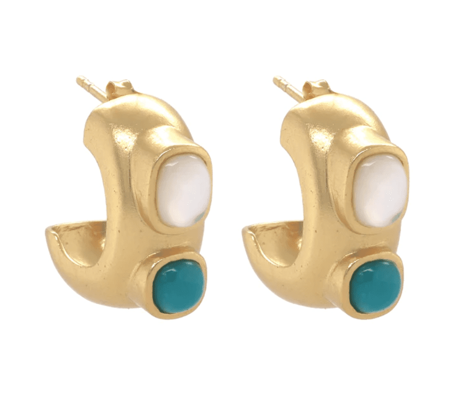 Aquitaine Earrings with Turquoise & Pearl