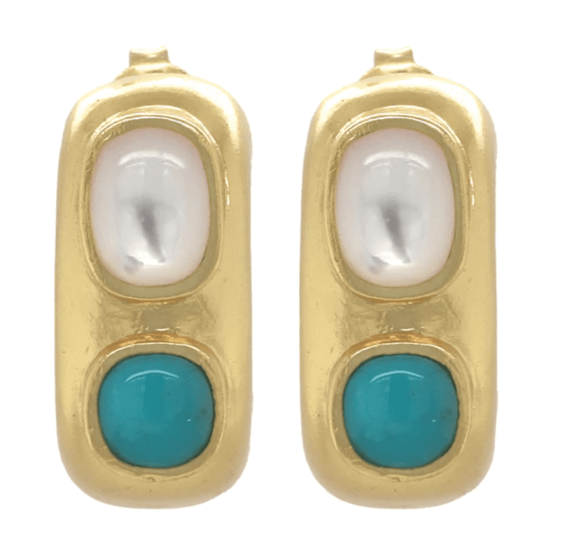 Aquitaine Earrings with Turquoise & Pearl