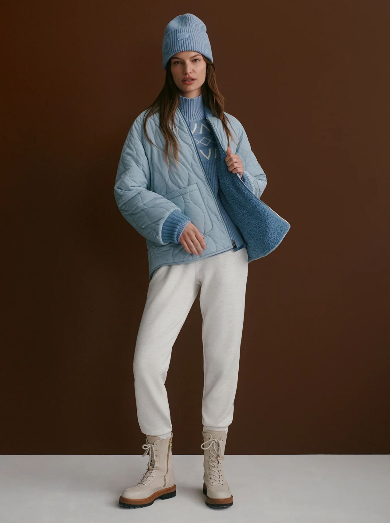 Serina Reversible Quilt  Jacket - Coronet Blue /  Ashley Blue