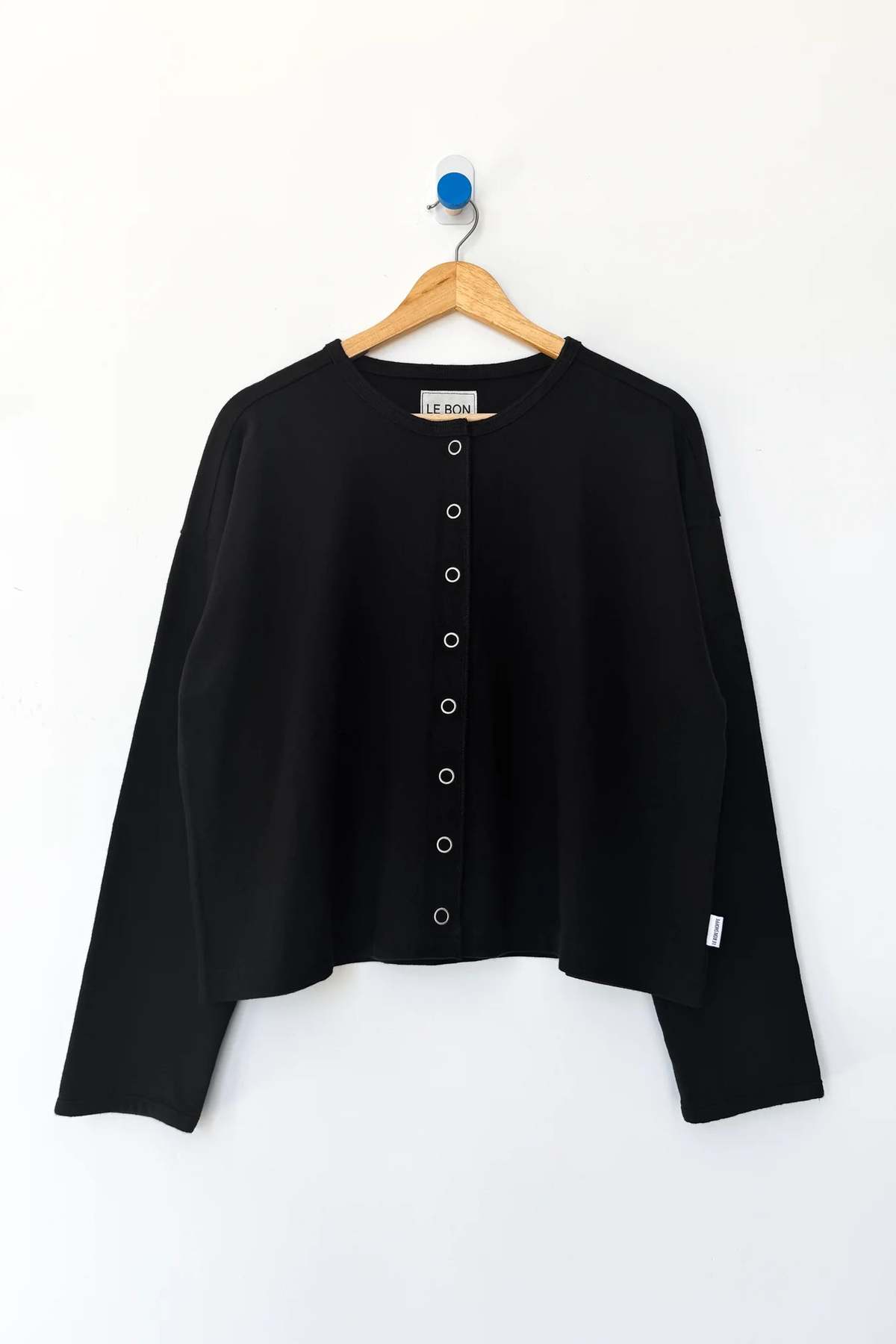 Soft Jersey Snap Cardigan - Black